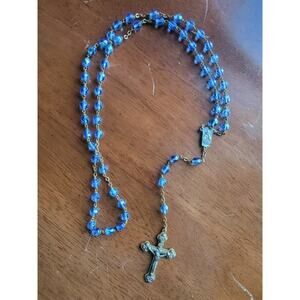Vintage Rosary Blue Crystal Beads